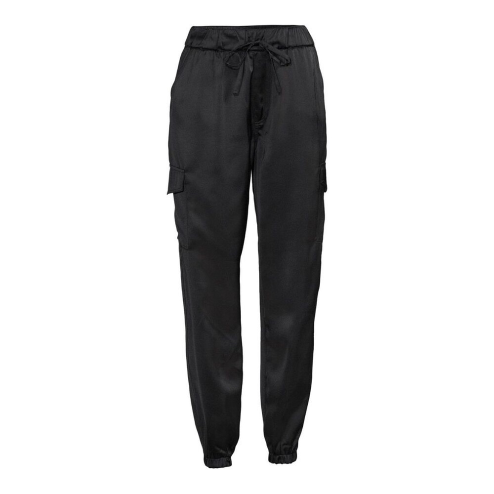 Madden NYC Juniors Sz LSatin Black Cargo Pocket Pants W/Elastic Waist 26 Inseam